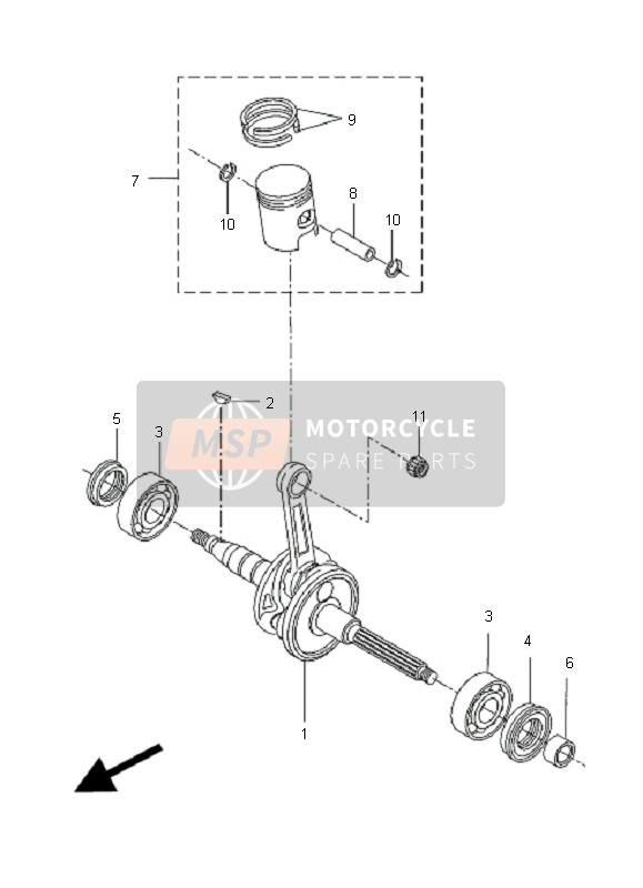 Yamaha CW50 2011 Vilebrequin & Piston pour un 2011 Yamaha CW50